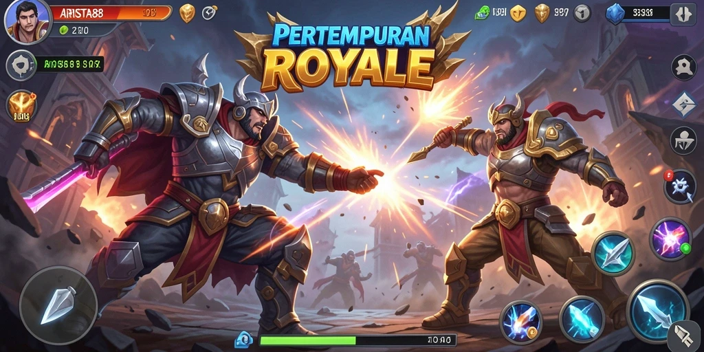 Screenshot dari gameplay ARISTA88 yang menunjukkan momen pertarungan intense.