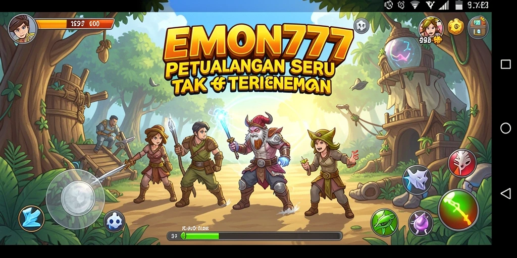Tampilkan gameplay EMON777 dengan grafis petualangan yang menarik.