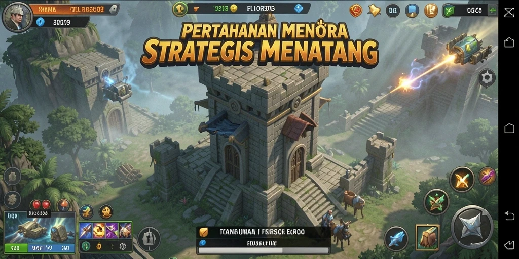 Screenshot FILTER303 menampilkan aksi pertahanan menara yang menegangkan.