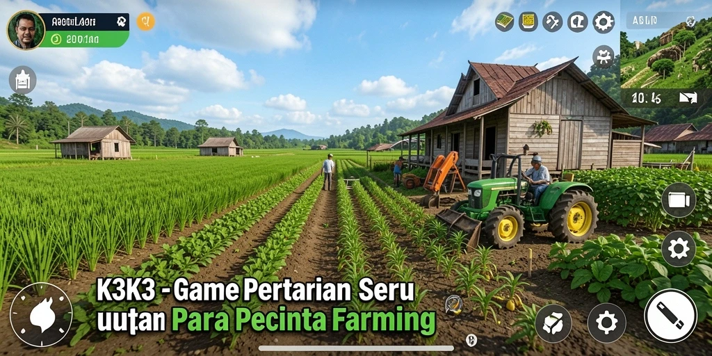 Menampilkan gameplay K3K3 dengan aktivitas pertanian yang seru.